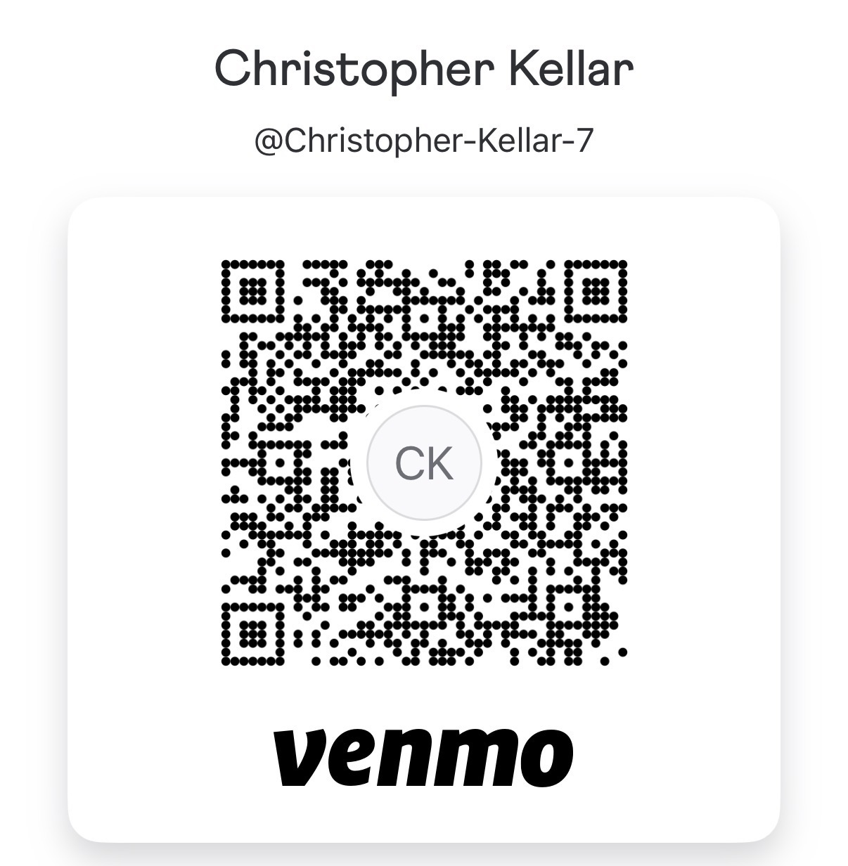 Venmo QR code for Christopher Kellar